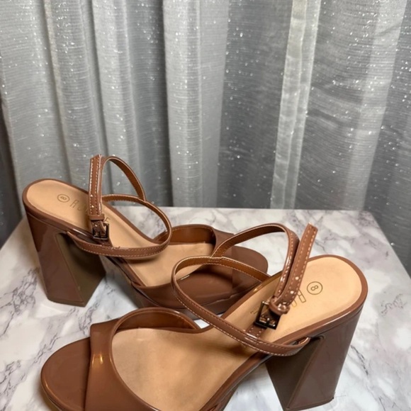 Rogue Tan Strappy Block Heels - Picture 3 of 3